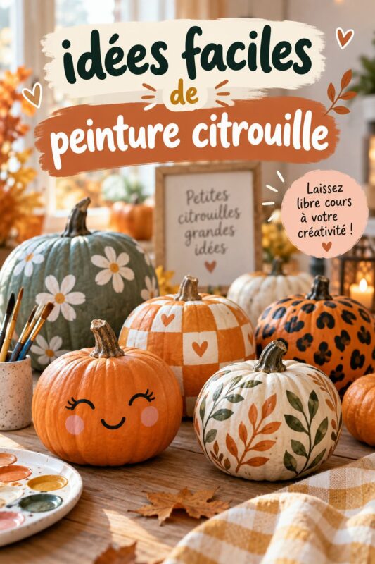 Enfants peignant des citrouilles colorées ensemble pour Halloween