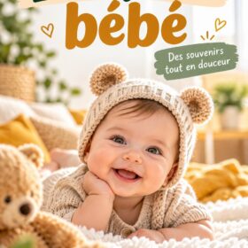 Un bébé souriant sur un plaid doux, prêt pour une séance photo créative.