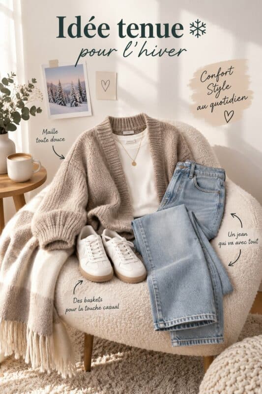 Famille habillée chaudement pour l'hiver avec des tenues confortables et stylées
