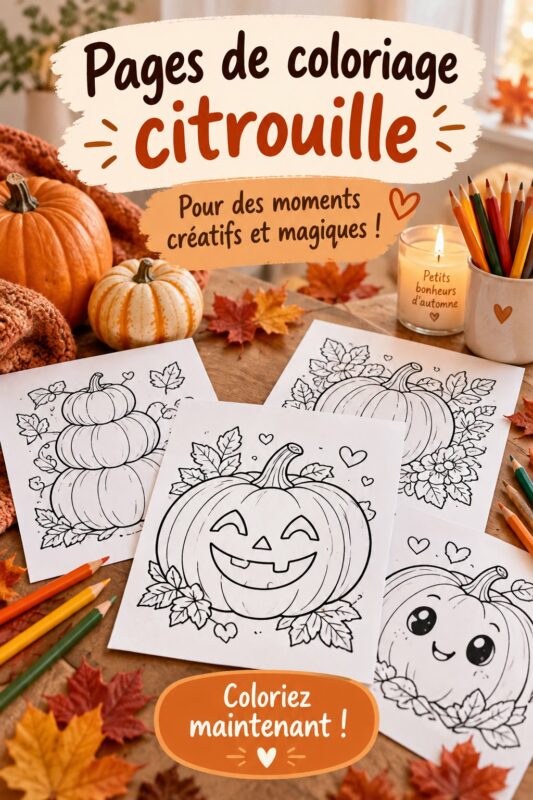 Enfant coloriant une page de citrouille avec des crayons