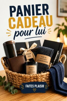 Panier cadeau créatif rempli d'éléments personnalisés
