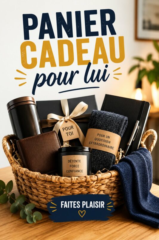 Panier cadeau créatif rempli d'éléments personnalisés