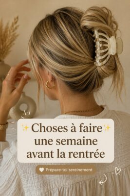 Une mère et son enfant organisent les fournitures scolaires pour la rentrée.