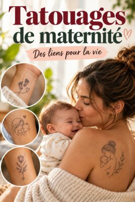 Tatouage de maternité délicat représentant une mère et son enfant