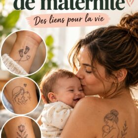 Tatouage de maternité délicat représentant une mère et son enfant