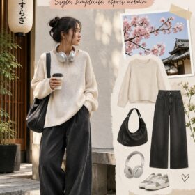 Enfant avec un look japonais tendance, mélangeant confort et style.