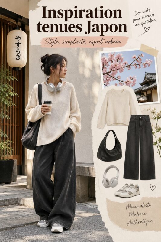 Enfant avec un look japonais tendance, mélangeant confort et style.
