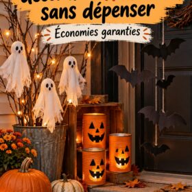 Décorations Halloween DIY à petit budget, créant une ambiance festive et chaleureuse.