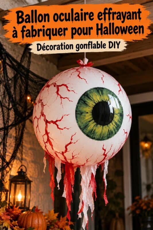 Ballons oculaires colorés pour Halloween sur une table décorée