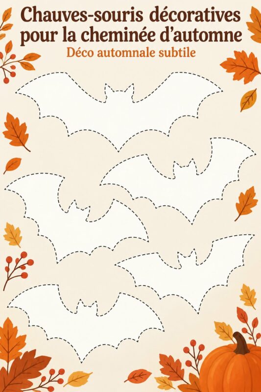 Cheminée décorée avec des chauves-souris en papier pour l'automne