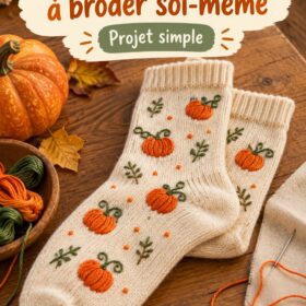 Des citrouilles colorées créées à partir de chaussettes pour Halloween.