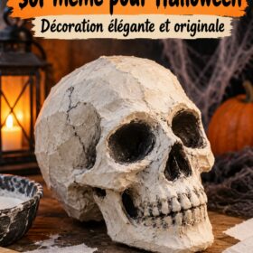 Crâne 3D DIY décoré pour Halloween sur une table