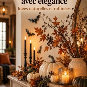 Décoration de fantômes naturels pour Halloween dans un salon chaleureux
