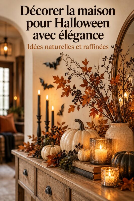 Décoration de fantômes naturels pour Halloween dans un salon chaleureux