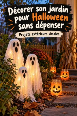 Jardin décoré pour Halloween avec des éléments DIY colorés
