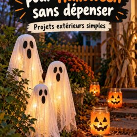 Jardin décoré pour Halloween avec des éléments DIY colorés
