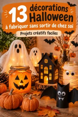 Décorations d'Halloween faites maison dans un salon chaleureux