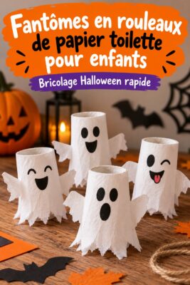 Une image d'un fantôme en rouleau de papier toilette avec des yeux dessinés pour Halloween.