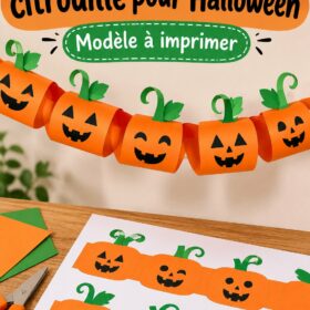 Guirlande en papier citrouille suspendue pour Halloween