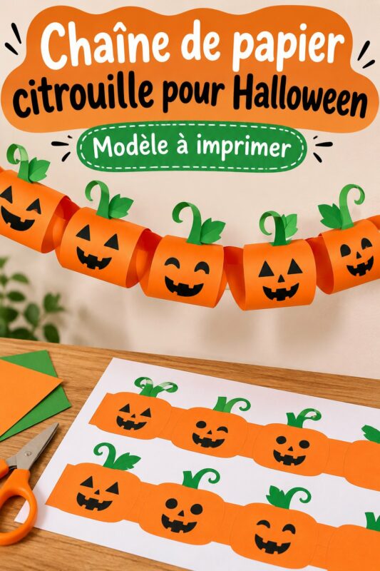 Guirlande en papier citrouille suspendue pour Halloween