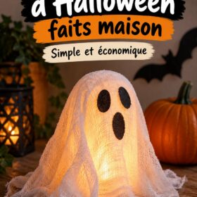 Une table décorée pour Halloween avec des créations faites maison.