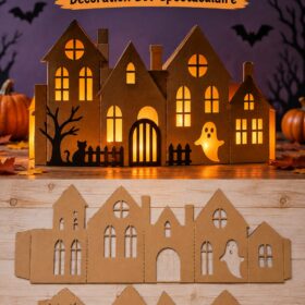 Maison hantée en carton illuminée pour Halloween