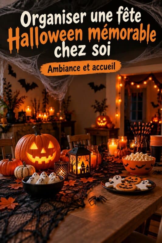 Maison décorée pour une fête d'Halloween réussie, ambiance chaleureuse