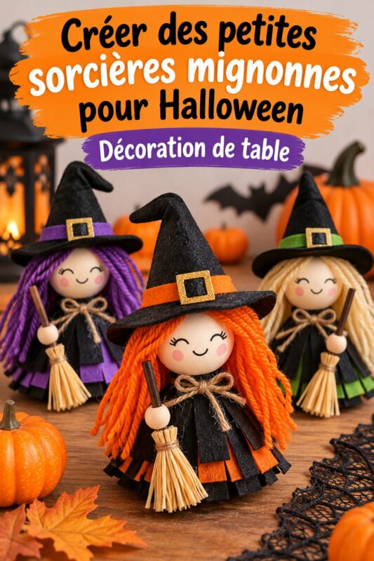Petites sorcières en DIY pour Halloween, créées avec des matériaux recyclés